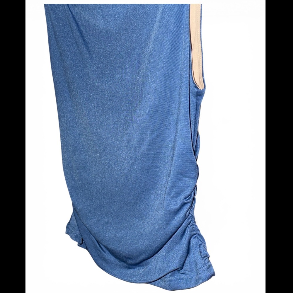 OGL Tank Top Women S Blue Cowl Neck Ruched Sleeveless Naia Sustainable Blouse - Picture 3 of 6